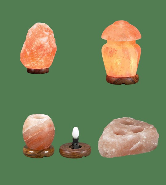 Himalayan Salt Lamps 1 Micro + 1 Mushroom + 1 Night Light + 1 Votive Candle holer 3 hole plate